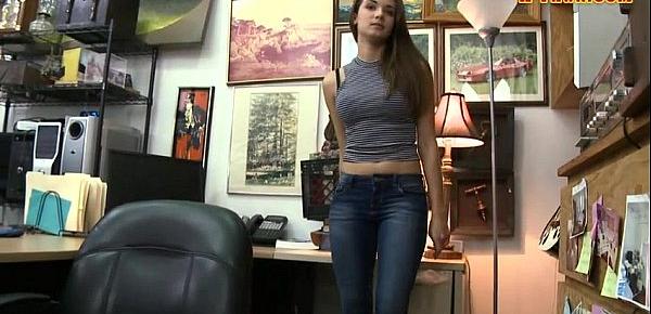  Sexy brunette babe railed by pawn dude